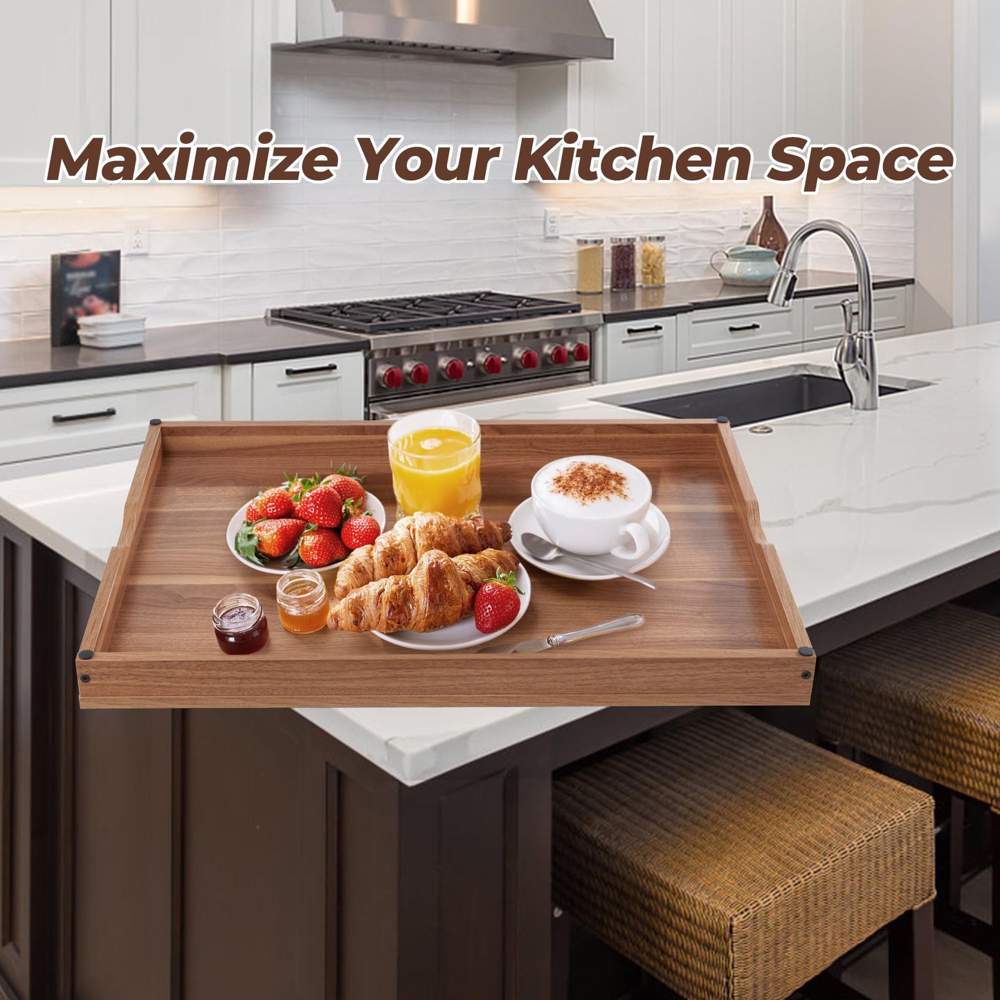 Wolki Noodle Board Stove Covers - 30"L x 22"W x 2.5"Th Heavy-Duty Gas & Electric Stove Top Cover with Built-in Handles for RV and Wooden Serving Tray