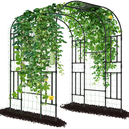 Tall Garden Arch Trellis for Climbing Plants, 87in Tall Metal Plant Support Trellis Archway for Climbing Plant Vegetables Cucumber, Outdoor Yard Lawn Garden Arch Tunnel Trellis