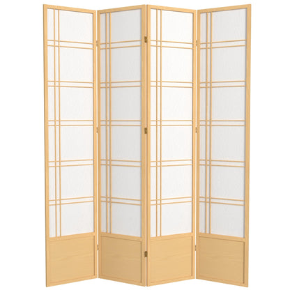 Oriental Furniture 7 ft. Tall Double Cross Shoji Screen - Natural - 4 Panels