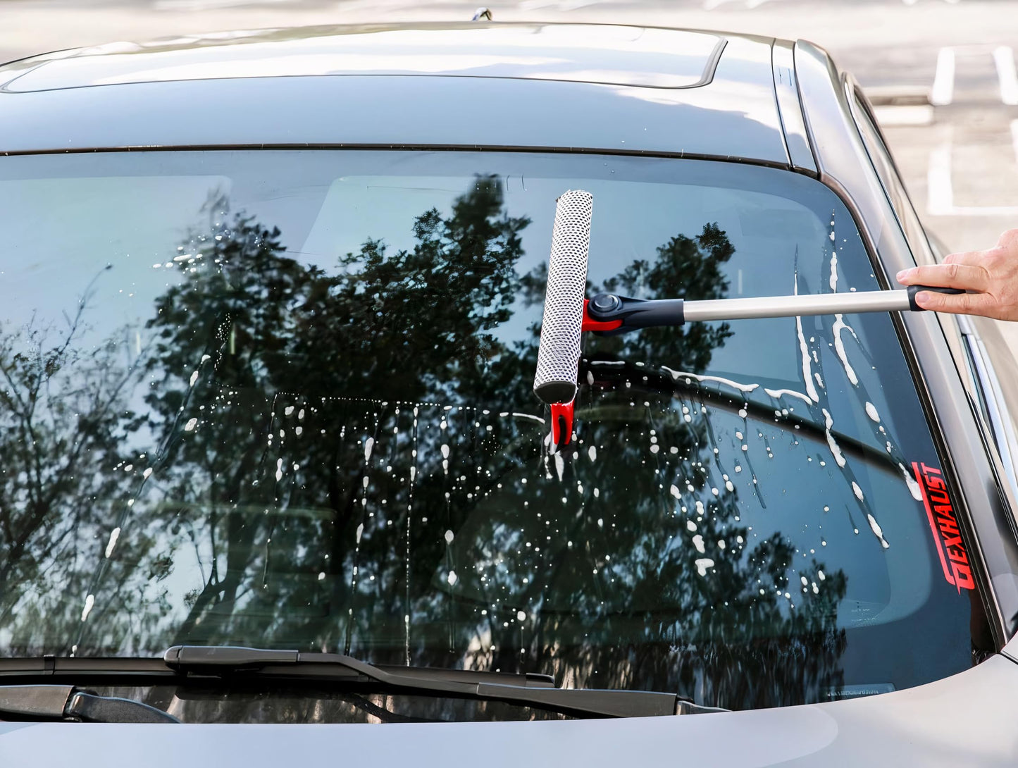 DSV Standard Professional Window Squeegee | 2-in-1 Window Cleaner Sponge and 10" Soft Rubber Strip with Extension Pole 50 Inch & 127 cm | Adjustable to Clean from Multiple Angles