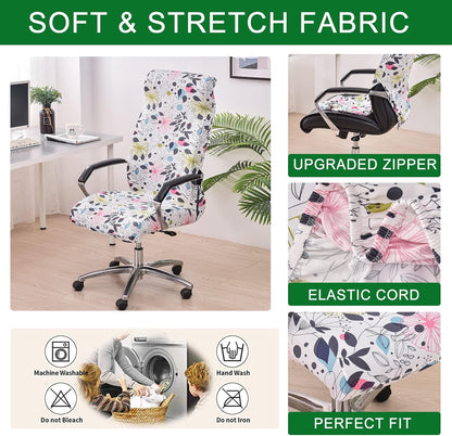 CRFATOP Stretch Computer Office Chair Cover with Durable Zipper, Universal Rotating Desk Chair Slipcover