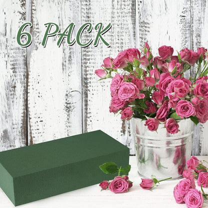 6 Pcs Floral Foam, Wet and Dry Floral Foam Blocks Flower Arrangement Kit for Fresh or Silk Artificial Flowers (Green, 6" L x 3" W x 2.5" H)