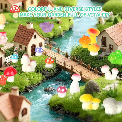 WEIZEW 200pcs Mini Mushrooms Tiny Resin Mushrooms Miniature Little Small Mushroom Figures Bulk for for Micro Fairy