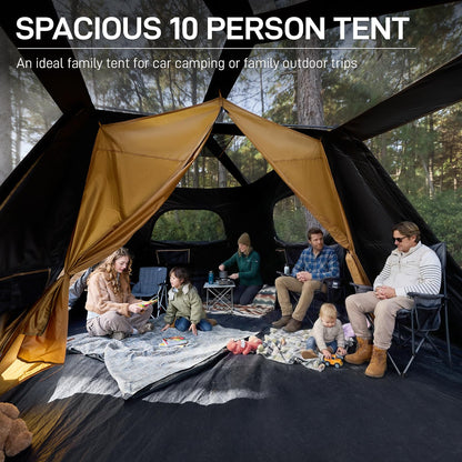 EVER ADVANCED 10 Person Blackout Camping Tent, Easy Setup Instant Cabin Tent for Family, Water-Resistant & Weather-Resistant Light-Blocking Tent with Rainfly for Outdoor Travel, 14' x 10' x 78"