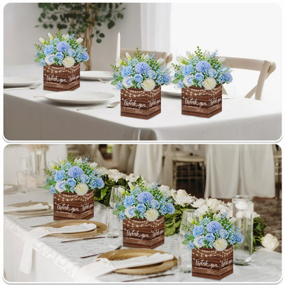 Cinrobiye 24 Pcs Rustic Wedding Table Centerpiece Boxes, 4.7‘’ Thank You Gift Paper Boxes for Engagement, Bridal Shower, Birthday Party Favors