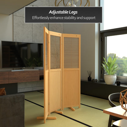 Red Lantern 6 ft. Tall Adjustable Shutter Room Divider Natural 3 Panel