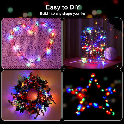 1 Pack 16.4ft 50 Ariceleo Battery Operated String Lights with Timer, Multi Color with Synchronized Twinkle Mode, Fairy