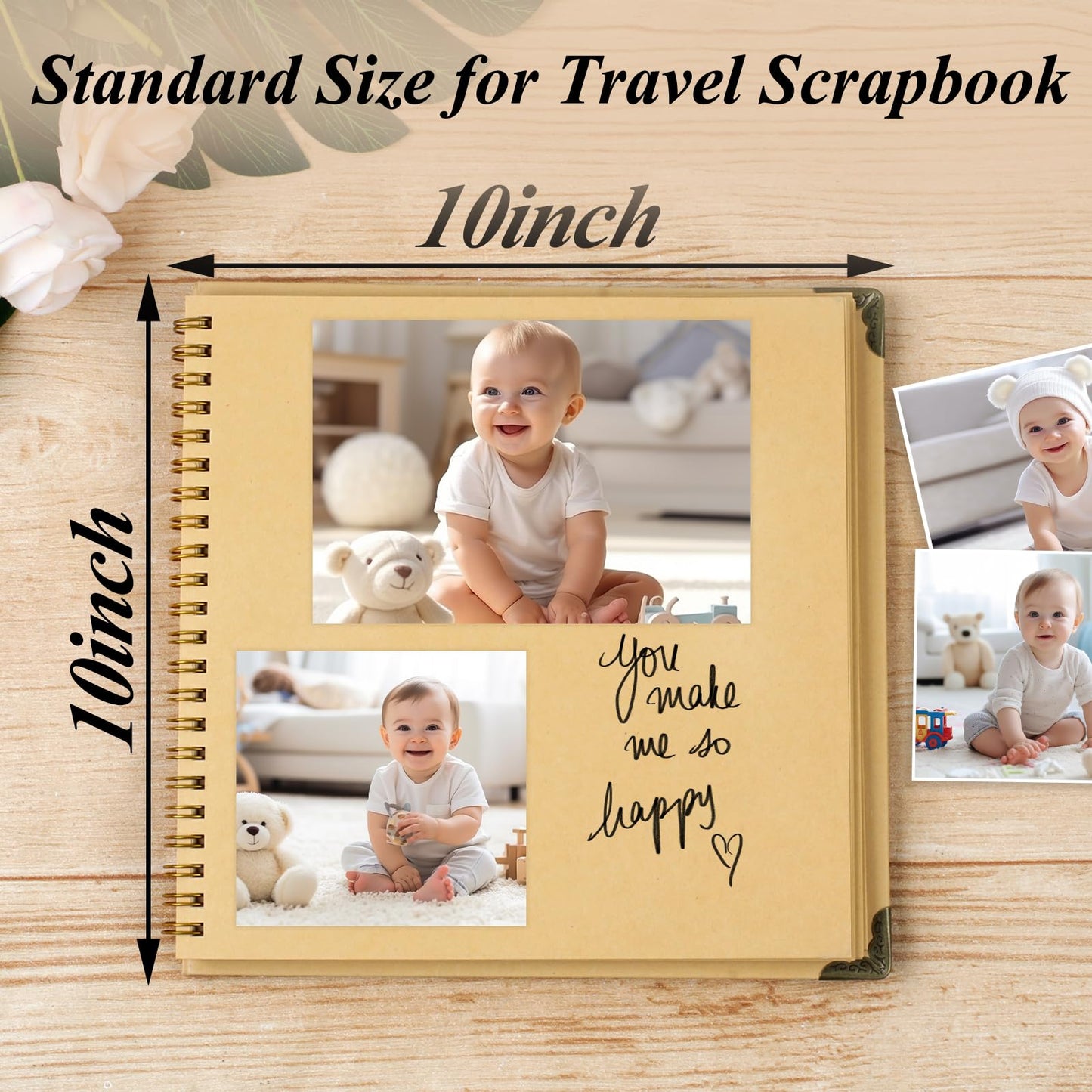 Joyberg Scrapbook 80 Pages, Scrapbooking Supplies 10 x 10 In, Scrapbook Album Suitable for Album Memory Book Wedding, Anniversary Family, DIY Craft Projects (Brown)