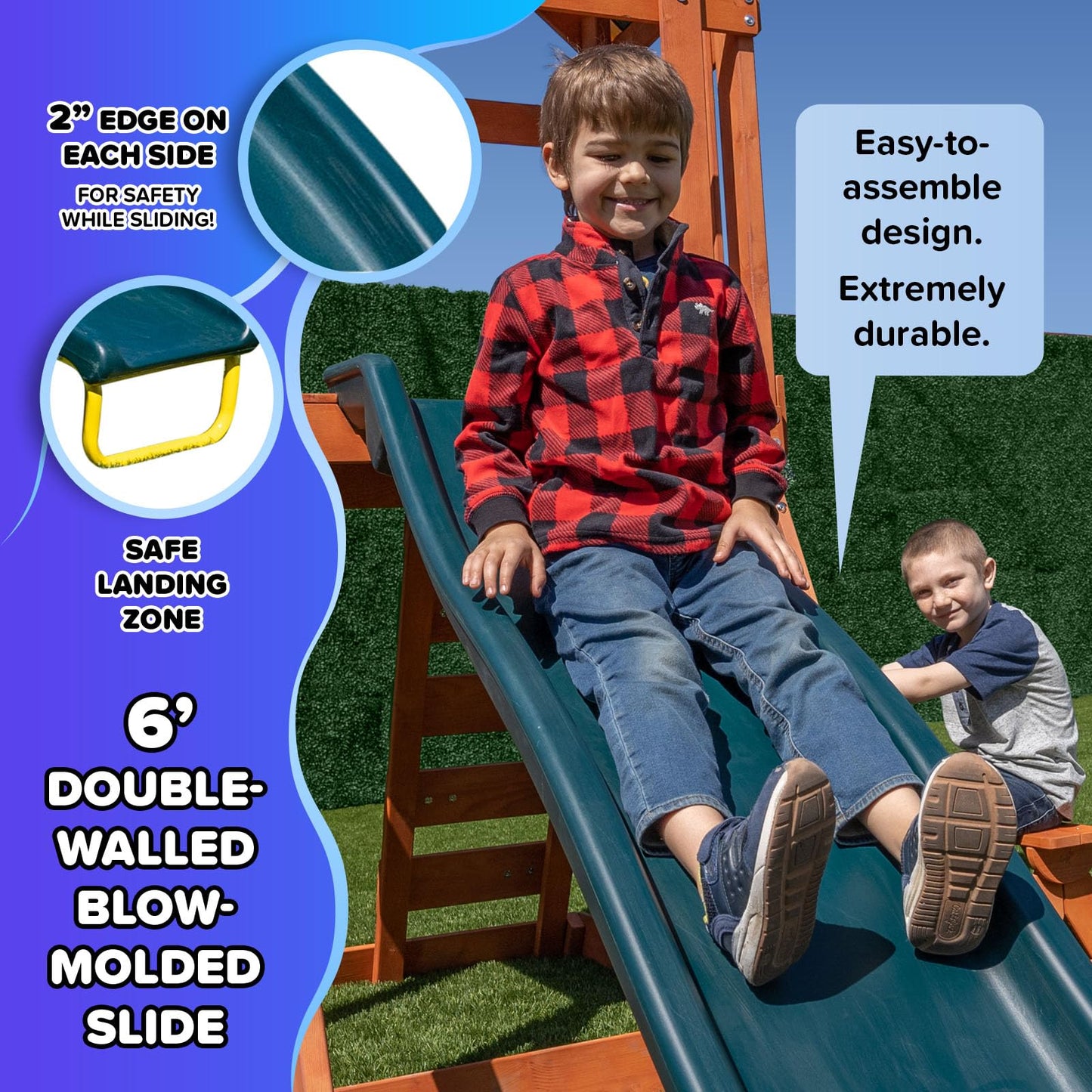 Sportspower Scottsdale Cedar Wood Swing Set: 2 Adjustable Swings, Sandbox, Rock Climber, Covered Deck, 1 Slide - Exceeds ASTM Safety Standards