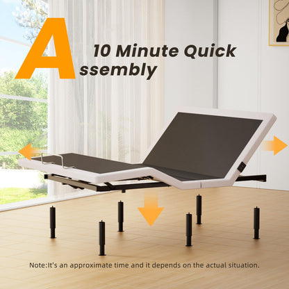 Yireehome Electric Full Size Adjustable Bed Frame with Wireless Remote, USB, Head & Foot Incline, Underbed Lighting, Heavy Duty Platform - Easy Assembly, Zero Gravity, Quiet Motor - Metal BedFrame