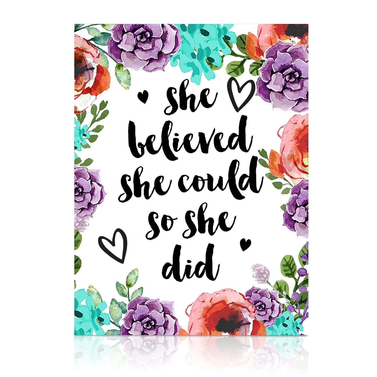 Modern Merch Inspirational Diamond Art for Adults DIY Motivational Quote Wall Art Floral 5D Diamond Painting for Adults, Flowers Cross Stitch Gem Art, Round Drill 12x16