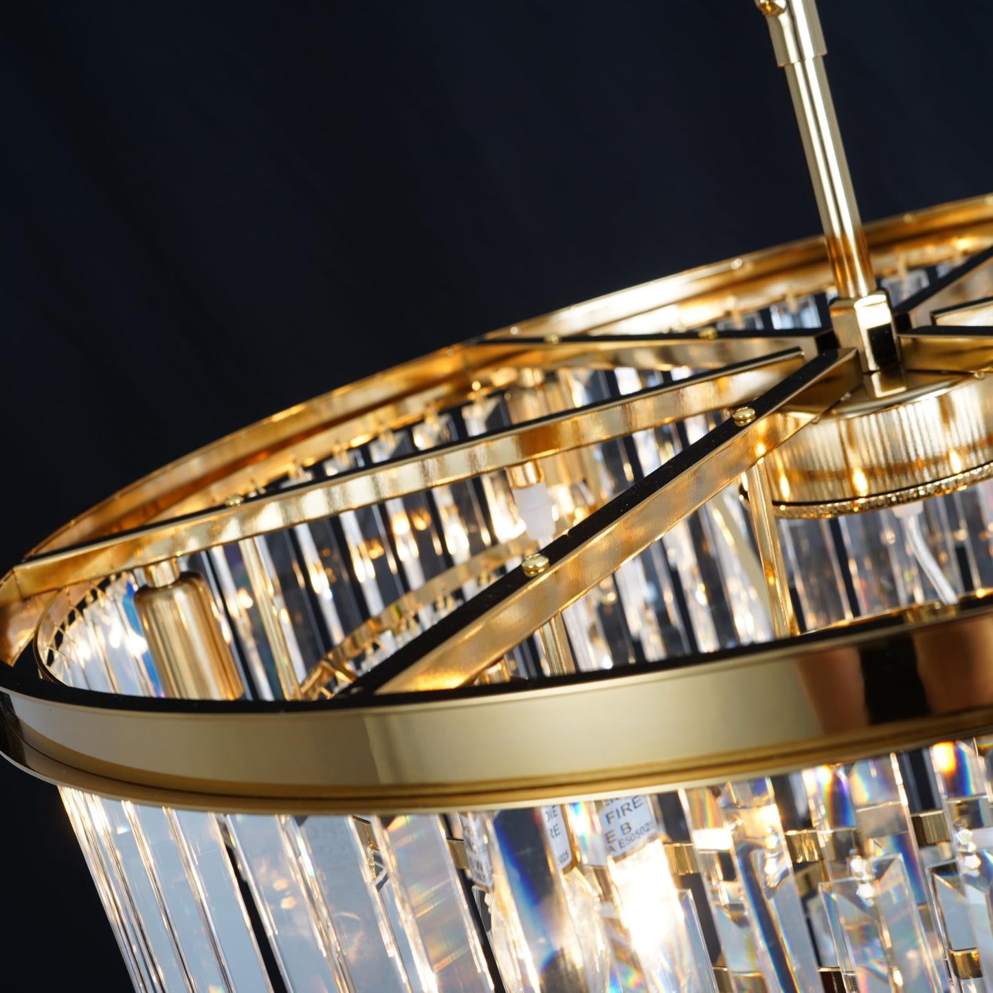 CHGUOSZ 27'' Modern Crystal Chandelier, Gold Round Ceiling Light with Clear Prisms, Luxury Flush Mount Lighting Fixture for Dining Room Bedroom Foyer