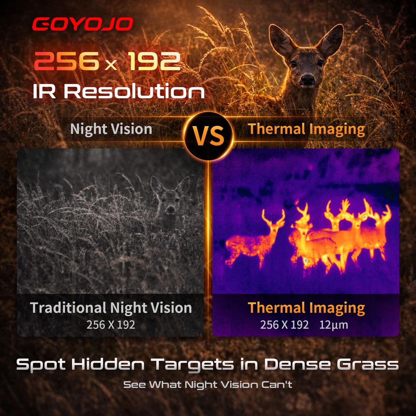 GOYOJO G210 Thermal Monocular, 256x192 Thermal Imaging Monoscope Camera for Adults, 10mm Focal Lens Vision Goggles Thermal Scopes for Night Hunting Camping