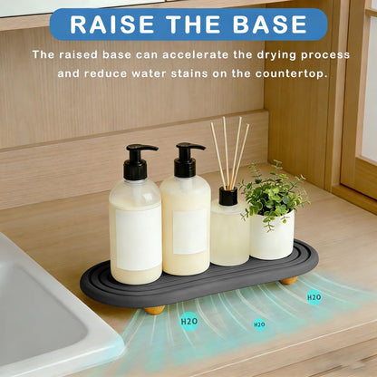 Instant Dry Sink Tray, Anti-Slip Stone Sink Caddy, Durable Kitchen Sink Organizer, Quick Dry Water Absorbing Stone Tray for Bathroom Counter, Stone Soap Tray -Dark Gray