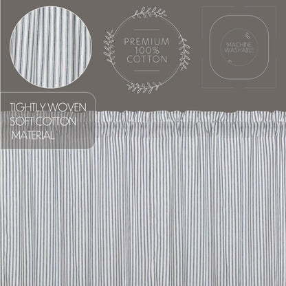 VHC Sawyer Mill Blue 2 Piece Swag Set Kitchen Curtains for Bathroom Living Room Bedroom Window Ticking Striped