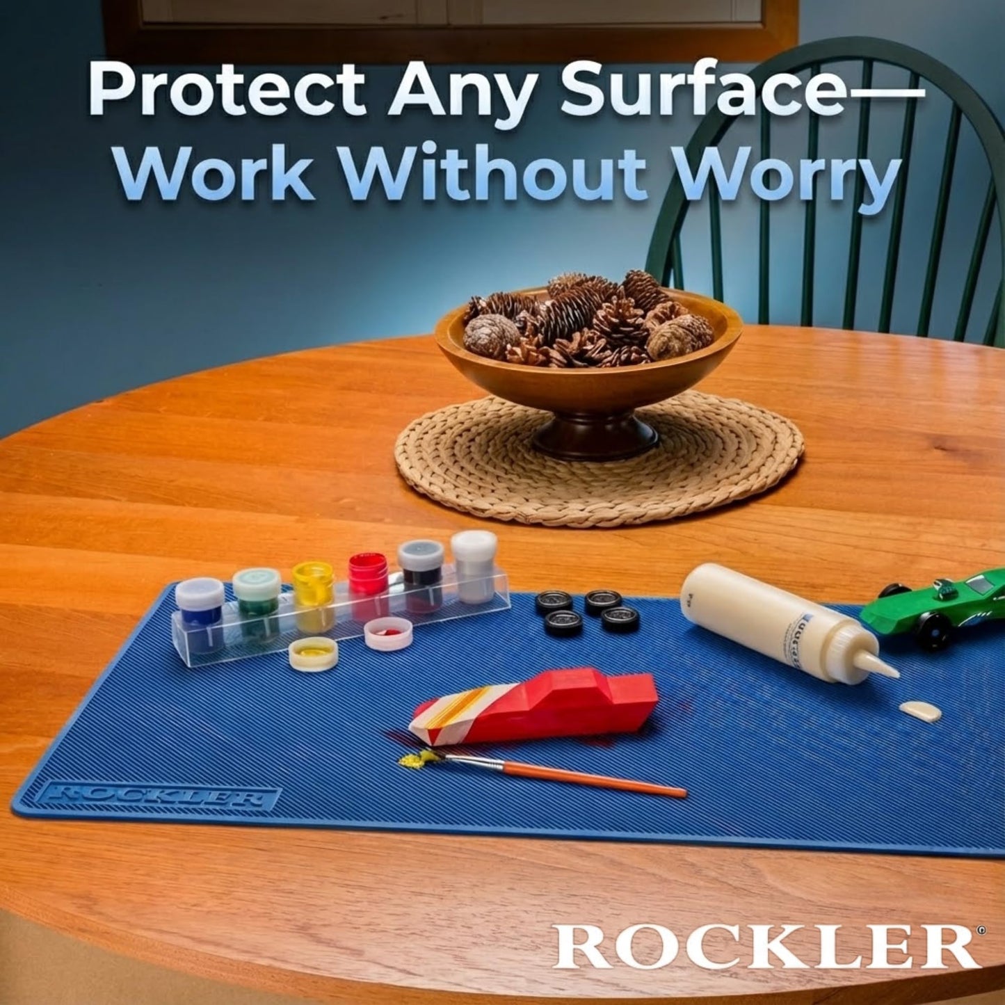 Rockler Silicone Glue Mat (15"x30") - Heat Resistant Mat for Projects, Garage, Shop, Dining Room Table – Easy to Clean Silicone Mats for Crafts – Rolls up for Easy Storage Silicone Project Mat
