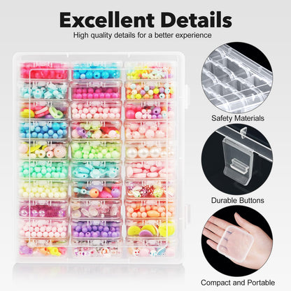DILIBRA Bead Organizer Box, 62 Pcs Small Bead Organizers and Storage Plastic Cases, Mini Clear Diamond Painting Storage Containers Boxes with Hinged Lid for Jewelry, Bracelet, Seed, DIY Crafts