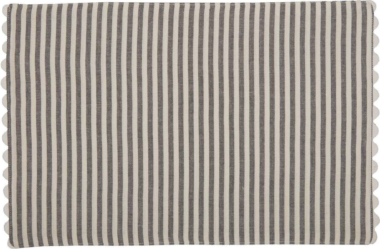 Piper Classics Farmhouse Ticking Stripe Gray Placemats with Rickrack, Set of 4, 12" x 18", Kitchen & Dining Decor