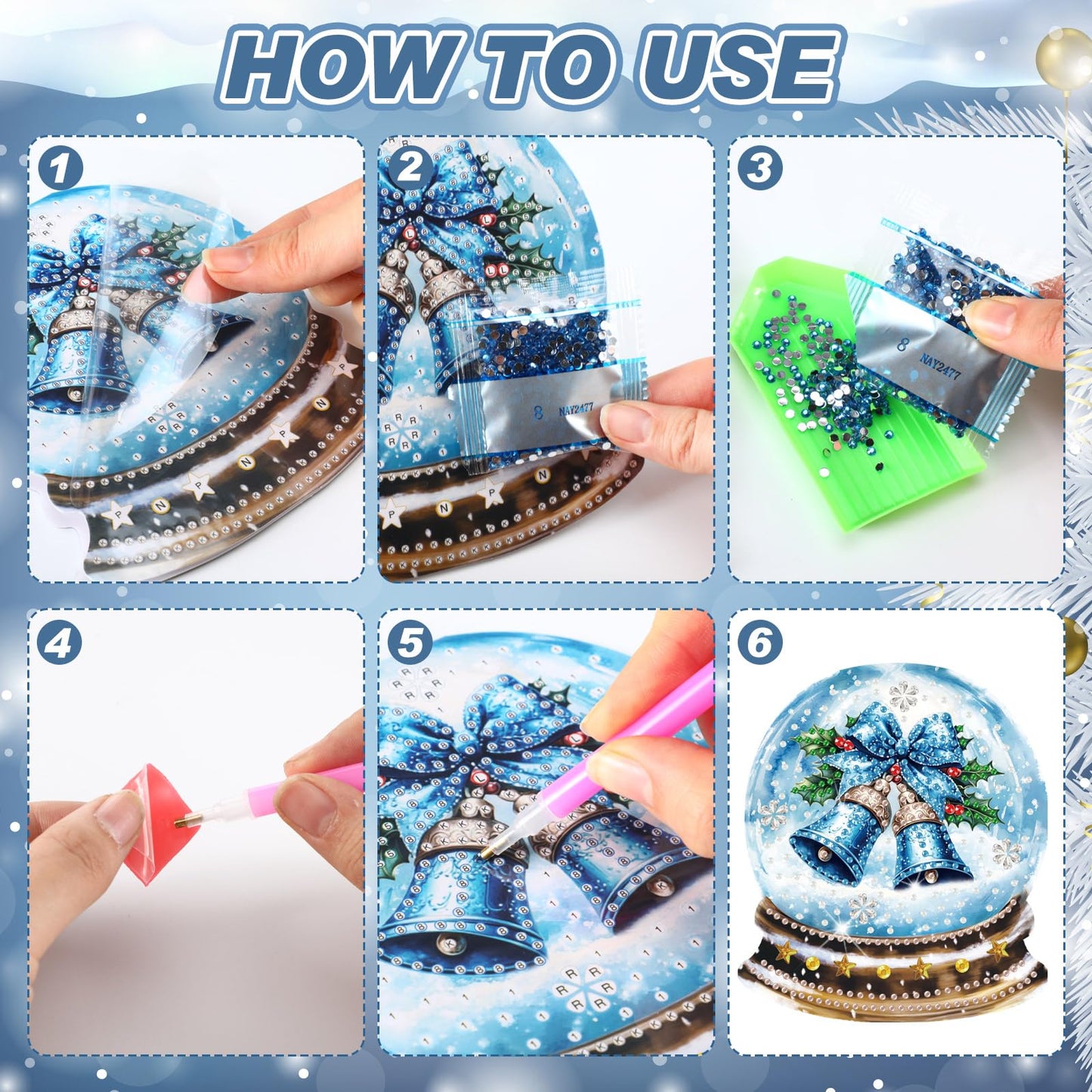 Humyoun 30 Pack Winter Diamond Art Cards with Envelopes Winter Diamond Painting Card Bulk Elk Snowman Gingerbread Santa Nutcracker Greeting Postcard 5d Round Drill Art Craft for Adult Beginner