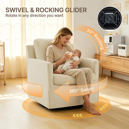 KISLOT Swivel Accent Chair Rocking Recliner 360 Degree Swivel Armchair Machine-Washable Cover for Nursery Living Room Bedroom