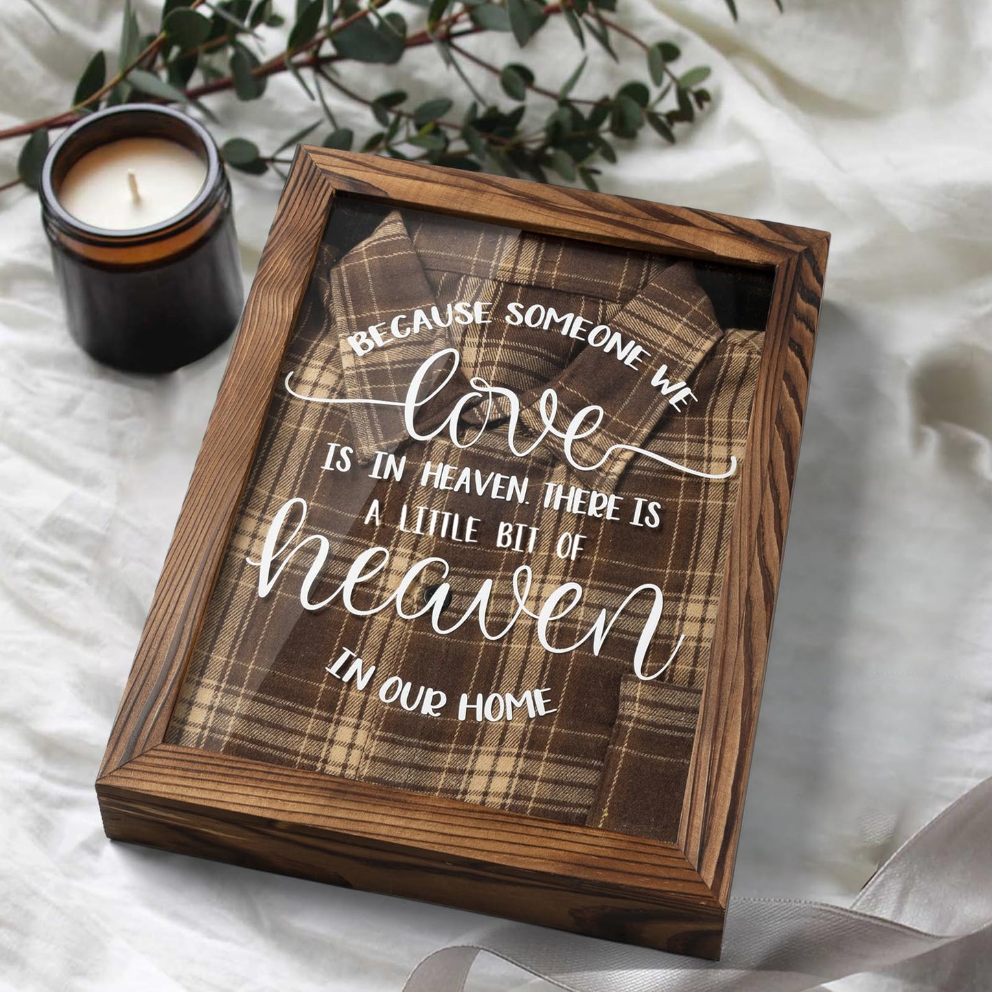 Airrioal Sympathy Gifts for Loss of Loved One - Memorial Clothing Display Frame, Memory Shadow Box for Keepsakes Decorations, Grief Condolences Bereavement Gift Idea for Women Mom Dad Husband, Brown