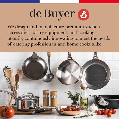 de Buyer - Blue Carbon Steel Fry Pan 2mm Thick - 11” Diameter, 8.3” Cooking Surface - Oven Safe - Naturally Non-Stick Finish - Made in France