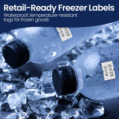 Perco 2 Line Freezer Adhesive Labels - 32 Rolls, 4 Sleeves, 24,000 Blank Price and Date Gun Labels for Perco 2 Line Price and Date Guns - Made in USA