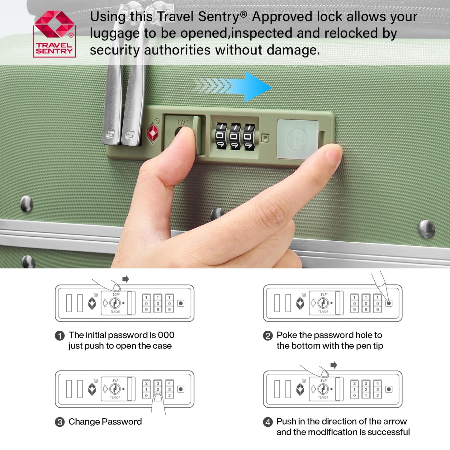 Hanke 28 Inch Checked Luggage with Cup Holder and USB Ports, Top Opening Hard Shell Suitcase with Wheels, Aluminum Frame Large Trunk Luggage with Foldable Divider & TSA Lock for Travel, Bamboo Green