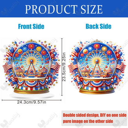Yunzlly Stand Up Diamond Art Painting Kit, Desktop Gem Painting Ornament Kit for Adults, Tabletop Acrylic Diamond Board Painting (4th of July)