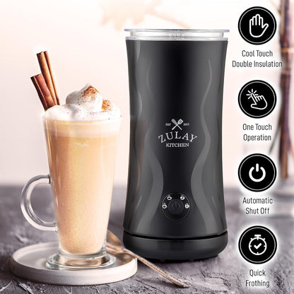 Zulay 4-in-1 Milk Frother and Steamer - Automatic Hot and Cold Foam Maker with Auto Shut Off & Temperature Control for