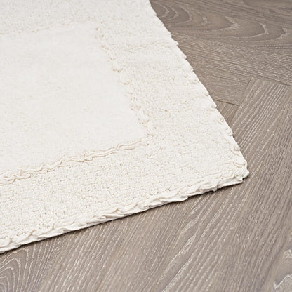 Laura Ashley Ruffle Cotton Bath Rug Set, 2-Piece, Ivory