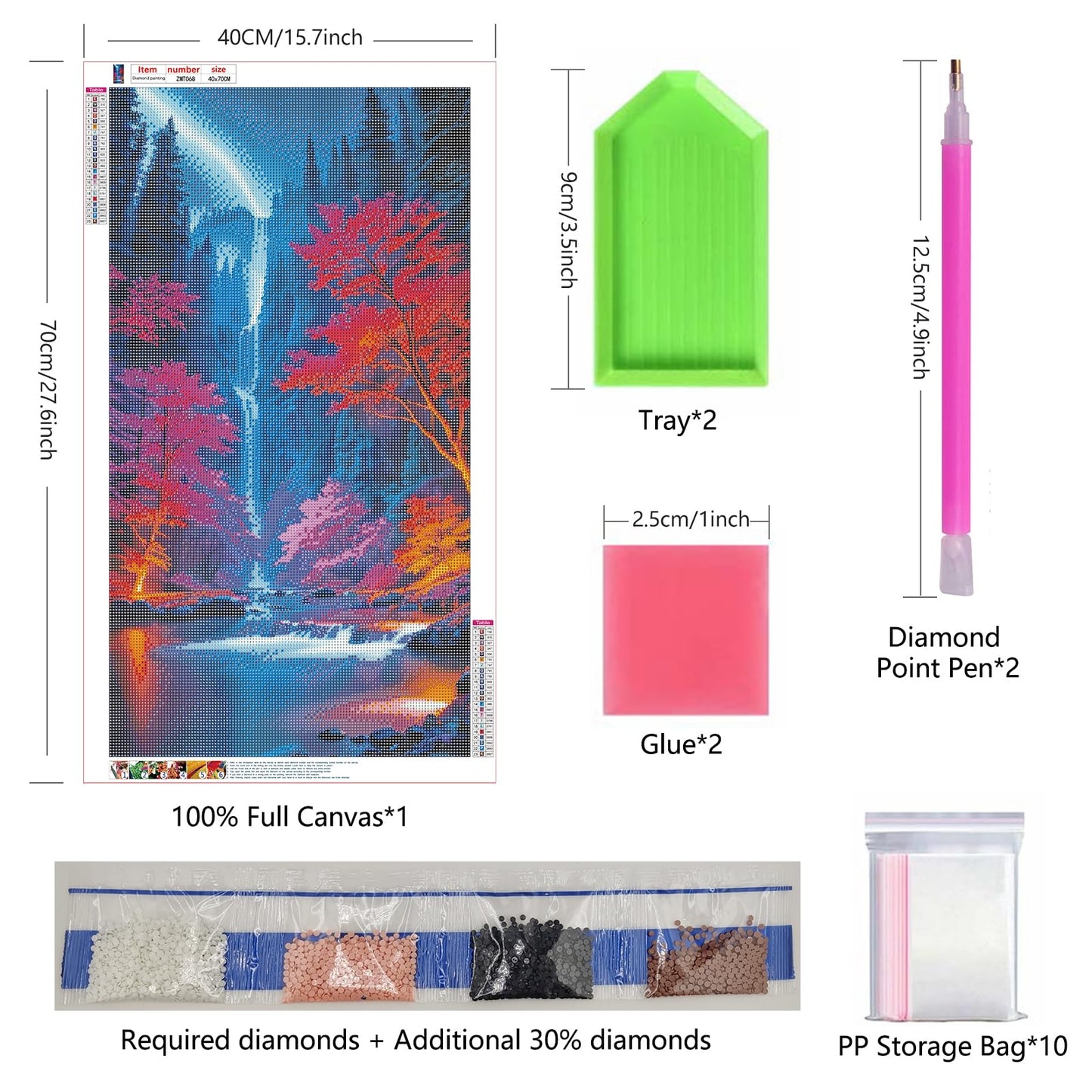 ZHUMUTO Large 5D Diamond Art Painting Kits for Adults,15.7x27.5inch Landscape Waterfall E DIY Full Round Drill Diamond Dots Large Size,Big Gem Art and Crafts for Home Wall Decor Gifts
