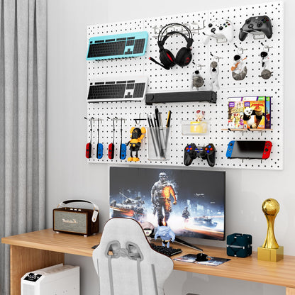 Daanxw Peg Board Kit, Includes Pegboard and Accessories,with Hooks and Bins,Peg Board Wall Organizer for Office,Ornaments Display,Crafts Organization (129, White)