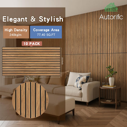 Wood Veneer Sound Panels, 10 Pack 47.2”x23.6” Wall Panels, Decorative Acoustic Panels for Walls, for Office,Home Theater,Studio,Living Room,Rustic Teak