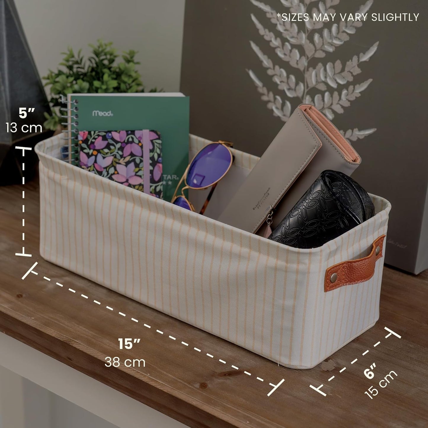 2 Pack, Closet OrganiHaus Narrow Fabric Storage Baskets Narrow Storage Bins for Shelves, Storage Bins for Pantry