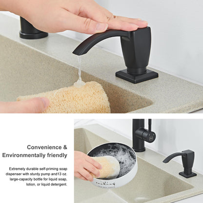 GAGALIFE Kitchen Sink Soap Dispenser Matte Black, Built in Soap Dispenser for Kitchen Sink with 40" Silicone Extension Tube Kit,(ABS Plastic) in Sink Soap Dispenser Pump, LT001B-G