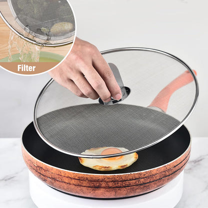 3 Pack Splatter Screen for Frying Pan 13" 11.5" 9.8" Stainless Steel Grease Splatter Guard Ultra Fine Mesh Lids with Fold Flat Knob Set for Prevent Oil Splatter