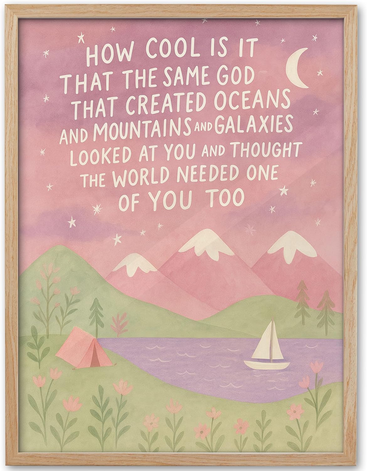 16x20 Set 1 KensTro Natural OAK Wood Same God Creation Framed Wall Art, in Inspirational Christian Bible Canvas