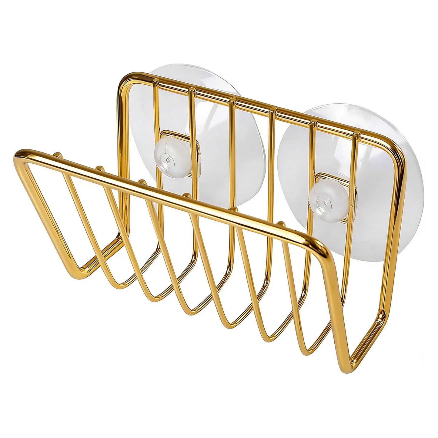 blueden Kitchen Sink Suction Holder for Sponges,Soap,sink strainer, sink stopper.Food Graded Stainless Steel,No Drilling,Wall Mounted Soap Holder Soap Tray Bar Holder for Bathroom & Kitchen,Gold.