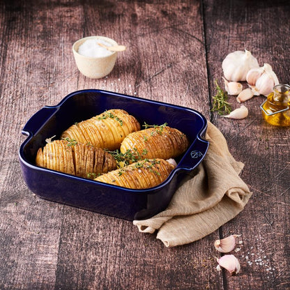 Peugeot - Appolia Rectangular Oven Dish - Ceramic Baker with Handles - Blue, 10 x 8 x 2.5 inches