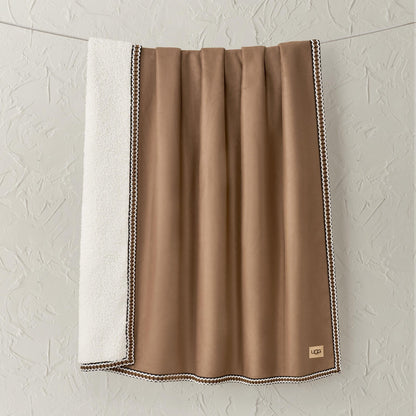 UGG Braid Reversible Throw Blanket – Ultra Soft Throw with Faux Suede and UGGFluff, Cozy Accent for Bedroom or Living Room Decor, Birthday Gifts for Women (Brown, Throw - 50" x 70")