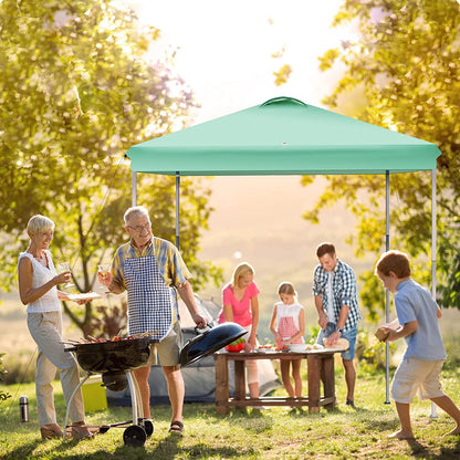 SlowSnail 10x10 Pop Up Canopy Tent with 1 Removable Sidewall, Upgraded Durable Outdoor Instant Sun Shade Canopy, Green - Bonus 4 Weight Bags, 4 Stakes, 4 Guylines, 1 Roller Bag