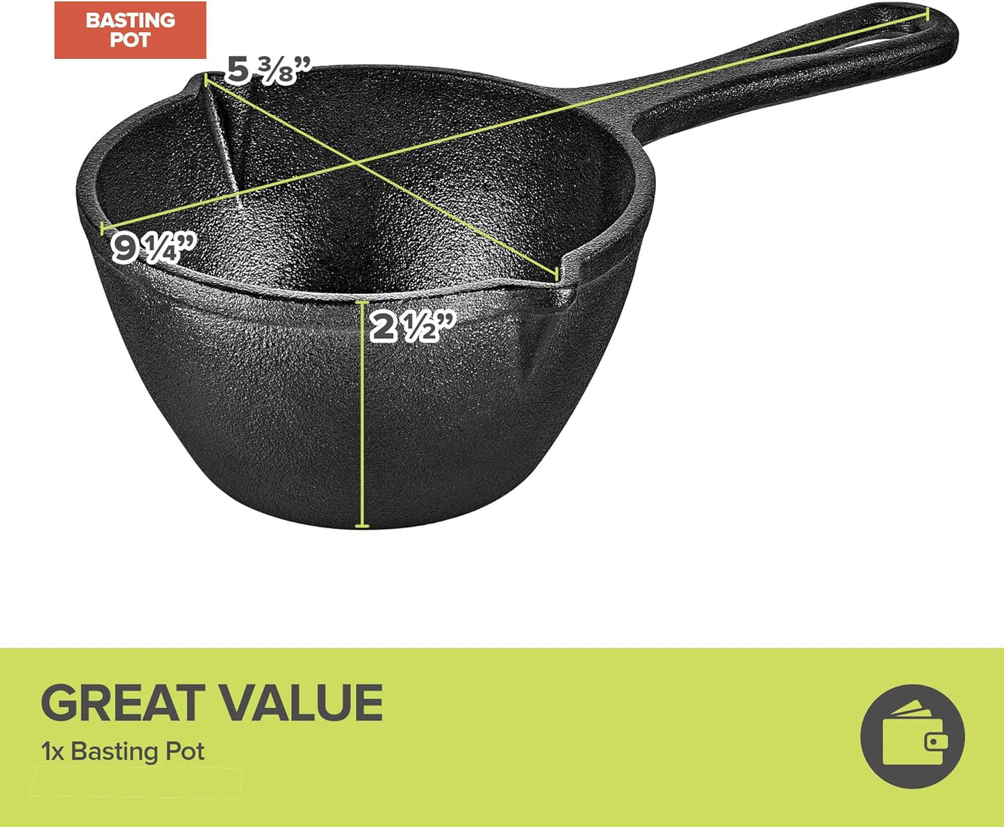 Modern Innovations Cast Iron Melting Pot, Basting Pot for Grill Cooking, Small Cast Iron Saucepan