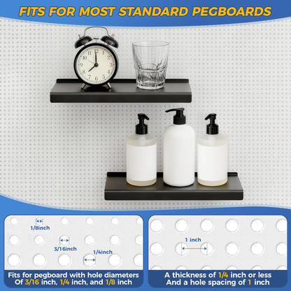 JUGGHOME 4 Pack Pegboard Shelves,10x4.3 Inch Metal Peg Board Shelving,Pegboard Accessories for Storing or Displaying,Pegboard Shelf Brackets for Retail Display Shelves,Garage Organizer,Home Storage