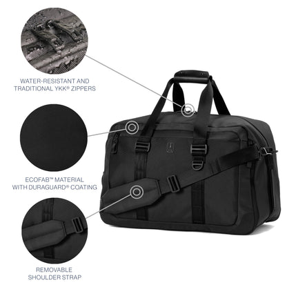Travelpro Altitude Double Expansion Travel Duffel Bag, 40-48L, Weekender, Overnight, Water Resistant, Men and Women, Jet Black