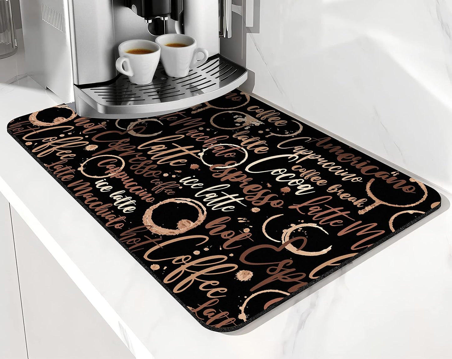 Coffee Bar Mat Accessories, Absorbent Dish Drying Mat for Kitchen Counter, Rubber Backing Non-slip Pad for Coffee Maker