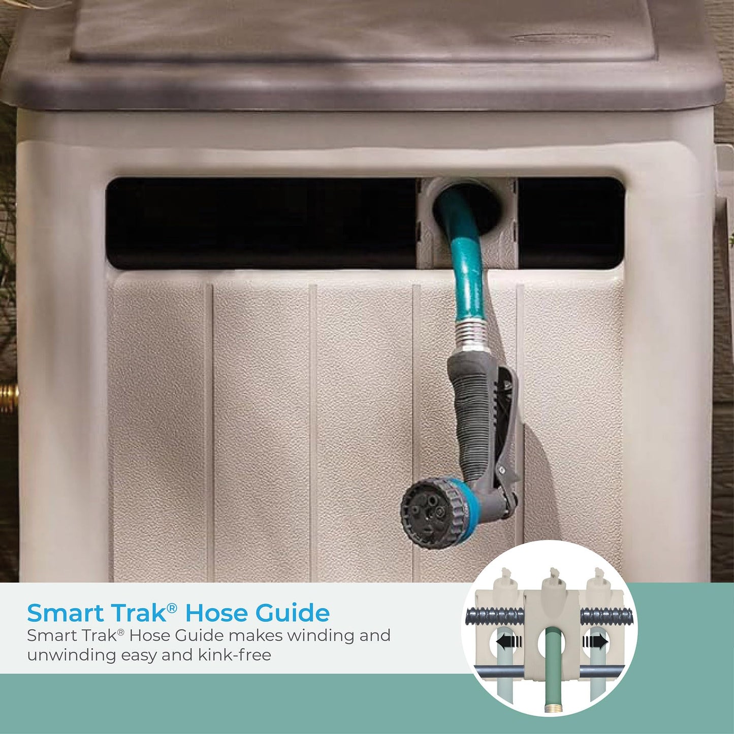 Suncast 225 ft. Swivel Hideaway Hose Reel with Hose Guide and Crank Handle, Mocha/Taupe