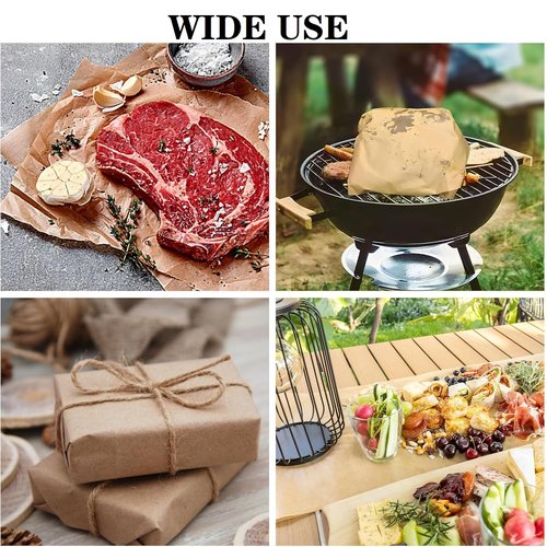 Brown Butcher Paper Roll for Smoking Meat Unwaxed 12 Inch x 60 Feet, BBQ Peach Wrapping Paper for Smoking Meat, Brisket, Crawfish Boil or Table Runner
