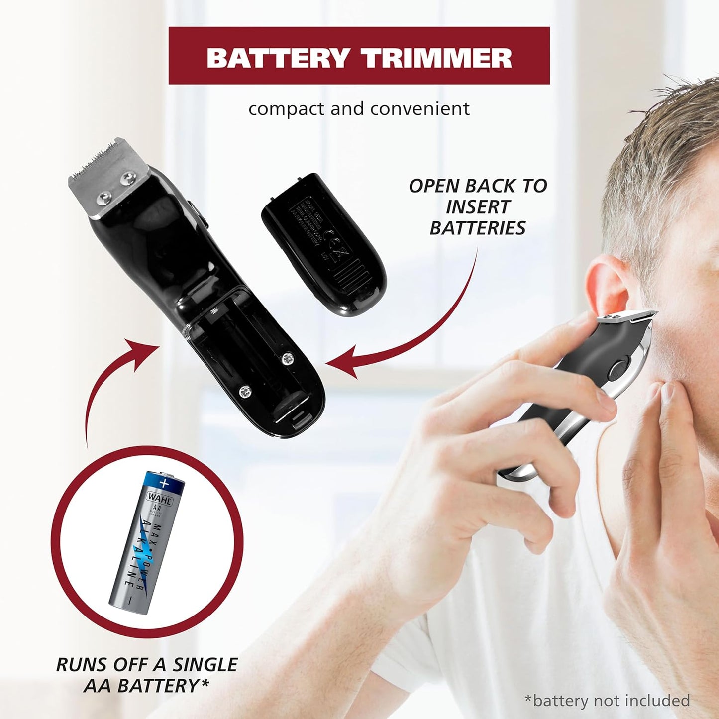 Wahl Clipper Cordless Chrome Pro Hair Clippers for Men and Battery Hair Trimmer Combo for Full Haircuts and Touch-Up Trims – Model 3026590