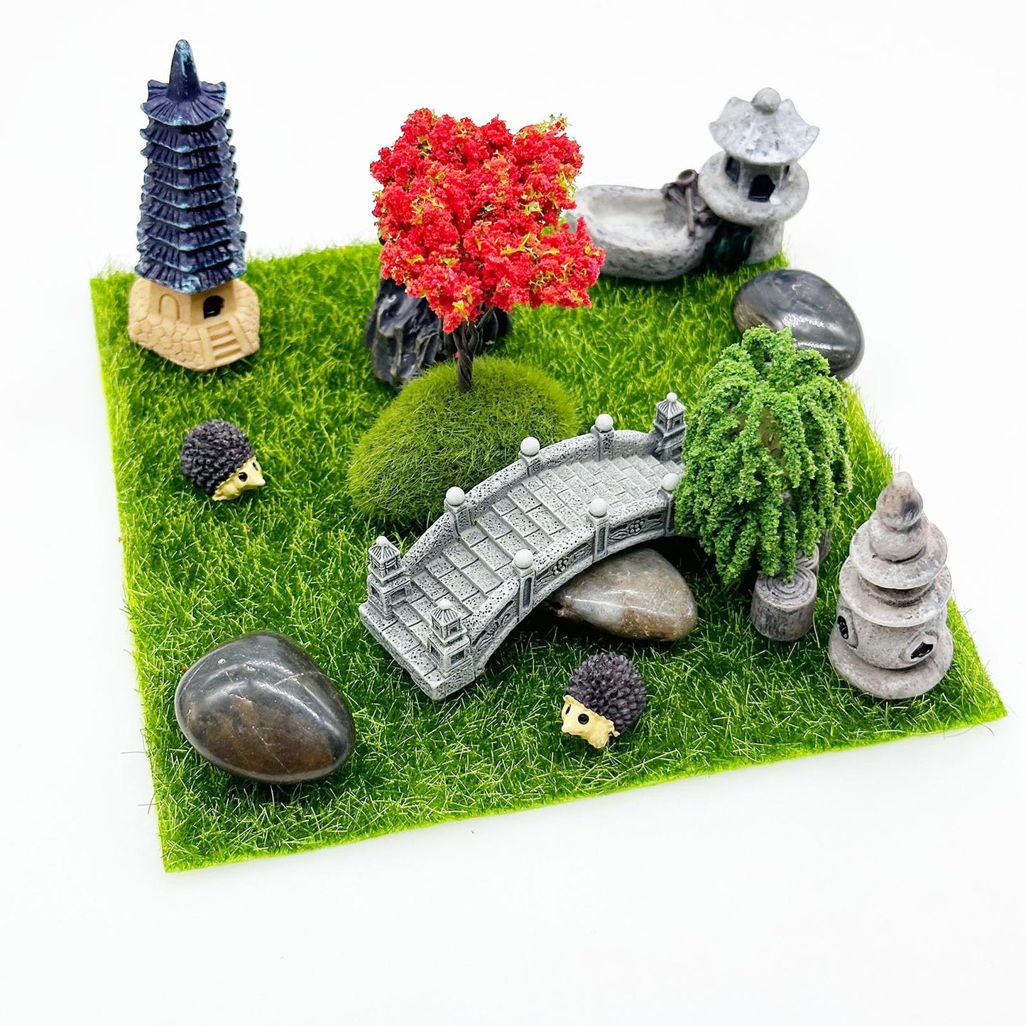 Cayway Outdoor Fairy Garden Miniatures Mini Zen Garden Accessories, Artificial Garden Grass, Model Trees, Mini Garden Ornaments, Bonsai Decorative Craft Tools Kit